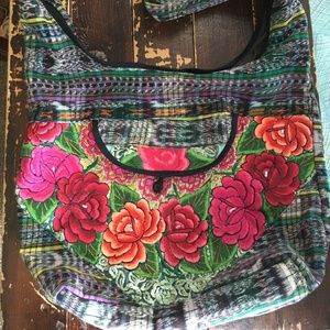 Embroidered Flower Crossbody Bag